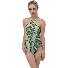 Abstract Pattern Geometric Backgrounds   Go With The Flow One Piece Swimsuit by Eskimos
