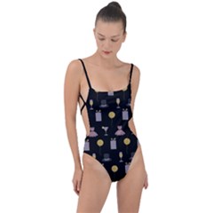 Shiny New Year Things Tie Strap One Piece Swimsuit