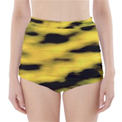 Yellow Waves Flow Series 1 High-waisted Bikini Bottoms by DimitriosArt