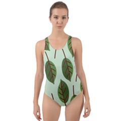 Green Leaves Cut-out Back One Piece Swimsuit by Blush