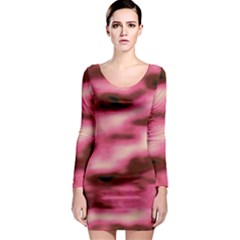 Pink  Waves Flow Series 6 Long Sleeve Bodycon Dress by DimitriosArt