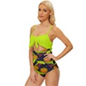 Australian Night Parrot solid Knot Front One-Piece Swimsuit View2