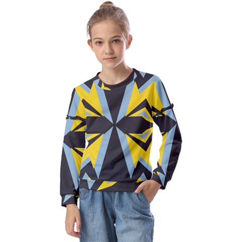 Abstract Pattern Geometric Backgrounds   Kids  Long Sleeve Tee With Frill  by Eskimos