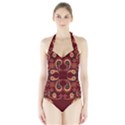 Floral pattern paisley style Paisley print  Doodle background Halter Swimsuit View1