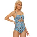 Floral pattern paisley style Paisley print  Doodle background Knot Front One-Piece Swimsuit View3