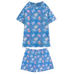 Notepads Pens And Pencils Kids  Swim Tee And Shorts Set by SychEva