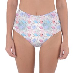 Notepads Pens And Pencils Reversible High-waist Bikini Bottoms by SychEva
