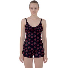Weed Pattern Tie Front Two Piece Tankini by Valentinaart