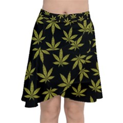 Weed Pattern Chiffon Wrap Front Skirt by Valentinaart
