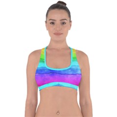 Watercolor Rainbow Cross Back Hipster Bikini Top  by Valentinaart