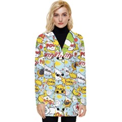 Comic Pow Bamm Boom Poof Wtf Pattern 1 Button Up Hooded Coat  by EDDArt