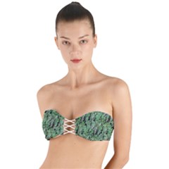 Botanic Camouflage Pattern Twist Bandeau Bikini Top by dflcprintsclothing