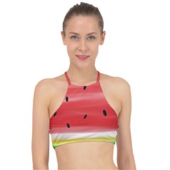 Painted Watermelon Pattern, Fruit Themed Apparel Racer Front Bikini Top by Casemiro