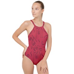 Abstract Pattern Geometric Backgrounds   High Neck One Piece Swimsuit by Eskimos