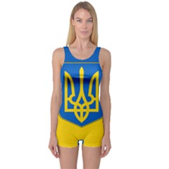 Flag Of Ukraine With Coat Of Arms One Piece Boyleg Swimsuit by abbeyz71