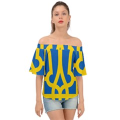 Coat Of Arms Of Ukraine Off Shoulder Short Sleeve Top by abbeyz71