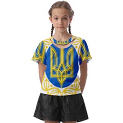 Greater Coat Of Arms Of Ukraine, 1918-1920  Kids  Front Cut Tee by abbeyz71