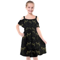 Exotic Snow Drop Flowers In A Loveable Style Kids  Cut Out Shoulders Chiffon Dress by pepitasart