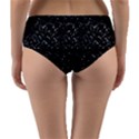 Pixel Grid Dark Black And White Pattern Reversible Mid-Waist Bikini Bottoms View2