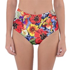 Flower Pattern Reversible High-waist Bikini Bottoms by CoshaArt