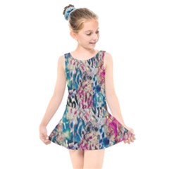 Colorful Spotted Reptilian Kids  Skater Dress Swimsuit