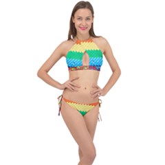 Mandalas-1084082 Textured-rainbow Cross Front Halter Bikini Set by jellybeansanddinosaurs