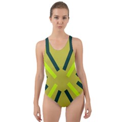 Abstract Pattern Geometric Backgrounds   Cut-out Back One Piece Swimsuit by Eskimos