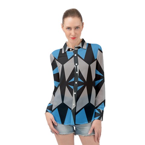 Abstract Pattern Geometric Backgrounds   Long Sleeve Chiffon Shirt by Eskimos