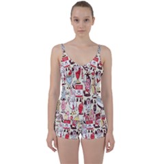 Retro Food Tie Front Two Piece Tankini by Sparkle