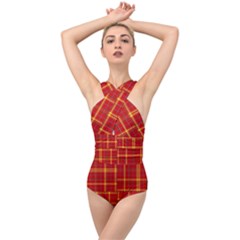 Tartan And Plaid 10 Cross Front Low Back Swimsuit by tartantotartansreddesign