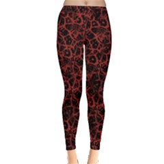 Officially Sexy Red & Black Cracked Pattern Leggings  by OfficiallySexy