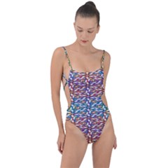 Colorful Flowers Tie Strap One Piece Swimsuit by Sparkle