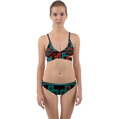 Abstract Pattern Geometric Backgrounds   Wrap Around Bikini Set