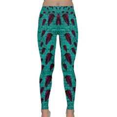 Leaves On Adorable Peaceful Captivating Shimmering Colors Classic Yoga Leggings by pepitasart