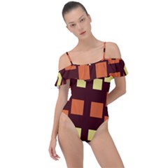 Abstract Pattern Geometric Backgrounds  Frill Detail One Piece Swimsuit by Eskimos