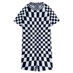 Illusion Checkerboard Black And White Pattern Kids  Boyleg Half Suit Swimwear