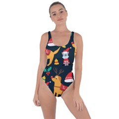 Funny Christmas Pattern Background Bring Sexy Back Swimsuit
