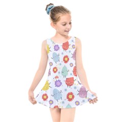 Easter Seamless Pattern With Cute Eggs Flowers Kids  Skater Dress Swimsuit by Jancukart