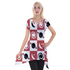 Space Pattern Colour Short Sleeve Side Drop Tunic by Jancukart