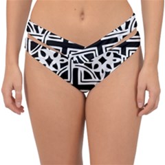 Black And White Geometric Geometry Pattern Double Strap Halter Bikini Bottom by Jancukart