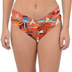 Seamless-pattern-vector-beach-holiday-theme-set Double Strap Halter Bikini Bottom by Jancukart