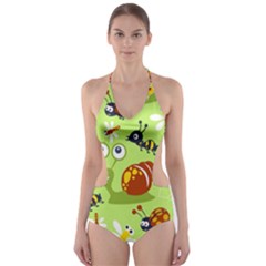 Little-animals-cartoon Cut-out One Piece Swimsuit by Jancukart
