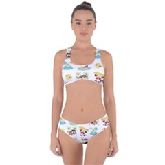Vector-pattern-with-funny-animals-cartoon-summer-holiday-beach Criss Cross Bikini Set by Jancukart
