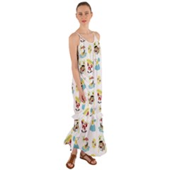 Vector-pattern-with-funny-animals-cartoon-summer-holiday-beach Cami Maxi Ruffle Chiffon Dress by Jancukart