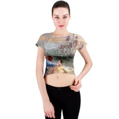 Beauty And The Beast Castle Crew Neck Crop Top by artworkshop