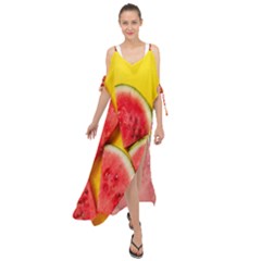 Watermelon Maxi Chiffon Cover Up Dress by artworkshop