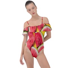 Watermelon Frill Detail One Piece Swimsuit