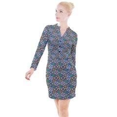 Digitalart Button Long Sleeve Dress by Sparkle