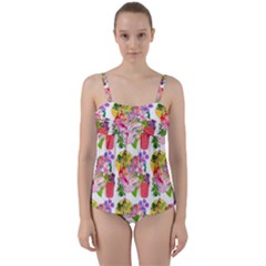 Bunch Of Flowers Twist Front Tankini Set by Sparkle
