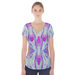 Peaceful Purp Short Sleeve Front Detail Top
